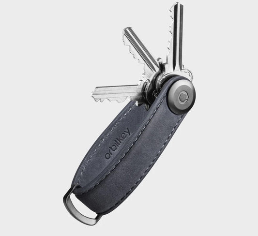 Orbitkey Crazy Horse Leather Key Ring (Steel Grey)