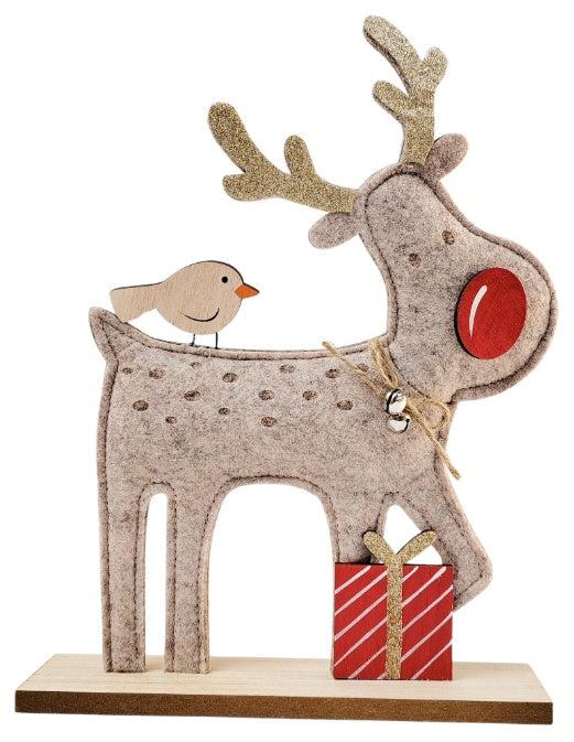 Felt Red Nosed Reindeer Standing Sign