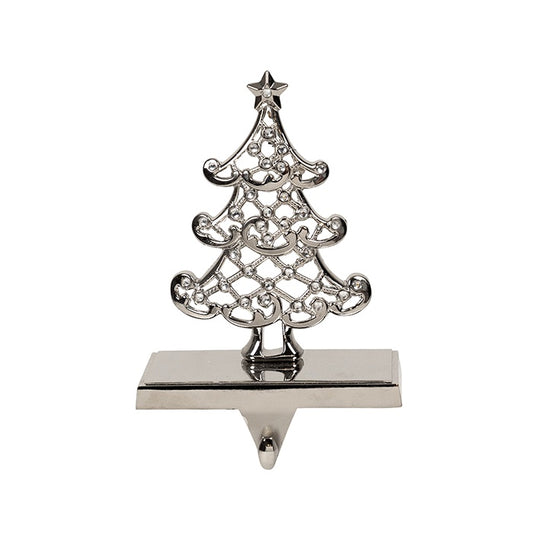 Metal Stocking Holder - Tree (silver)