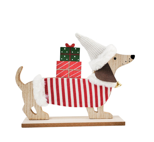 Sausage Dog with Presents Standing Sign