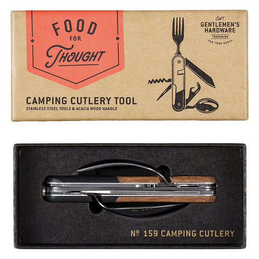 Camping Cutlery Tool Acacia Wood & Stainless Finish