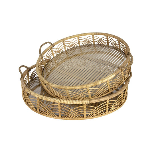 Noble Bamboo Tray with Glass (Round)