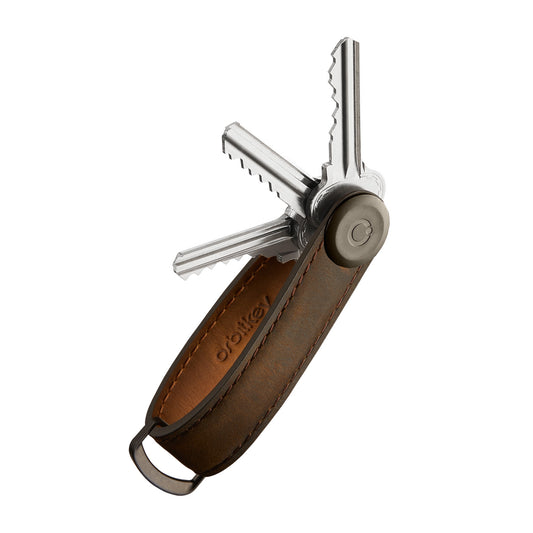 Orbitkey Crazy Horse Leather Key Ring (Oak Brown/Brown)