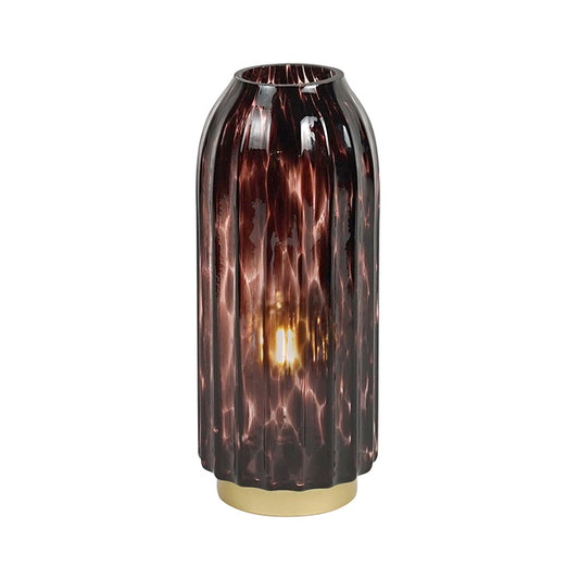 Fiona Glass Pink Gold LED Lantern Narrow