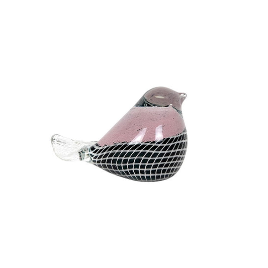 Jessop Glass Bird Black Pink White Stripe