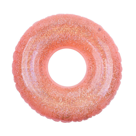 Pool Ring - Neon Coral Glitter