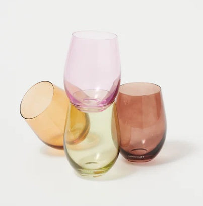 Stemless Glass Tumblers Multi - Set 4