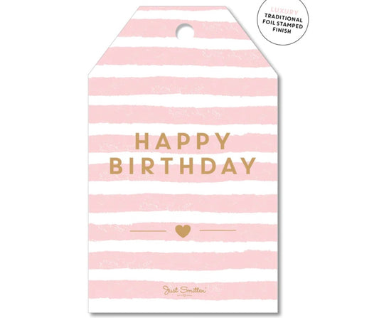 Gift Tag - Pink stripe birthday