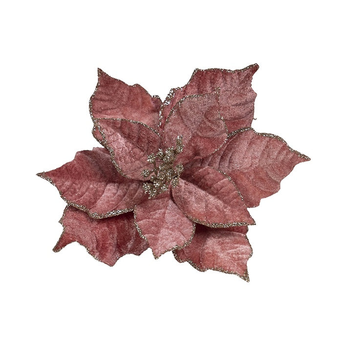 Fabric Clip on Poinsettia (Dark Pink)