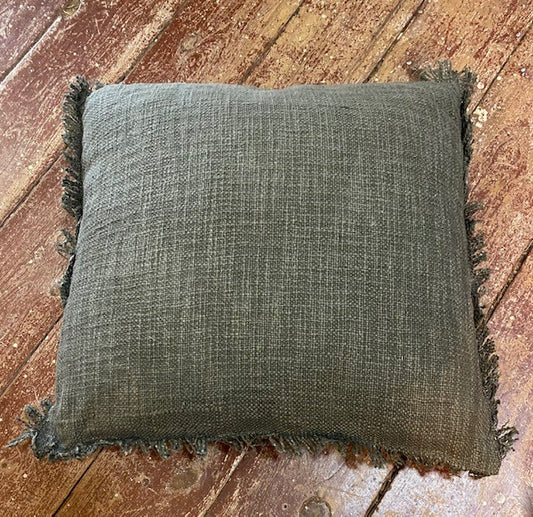 Peta Cotton Cushion - Green/Grey