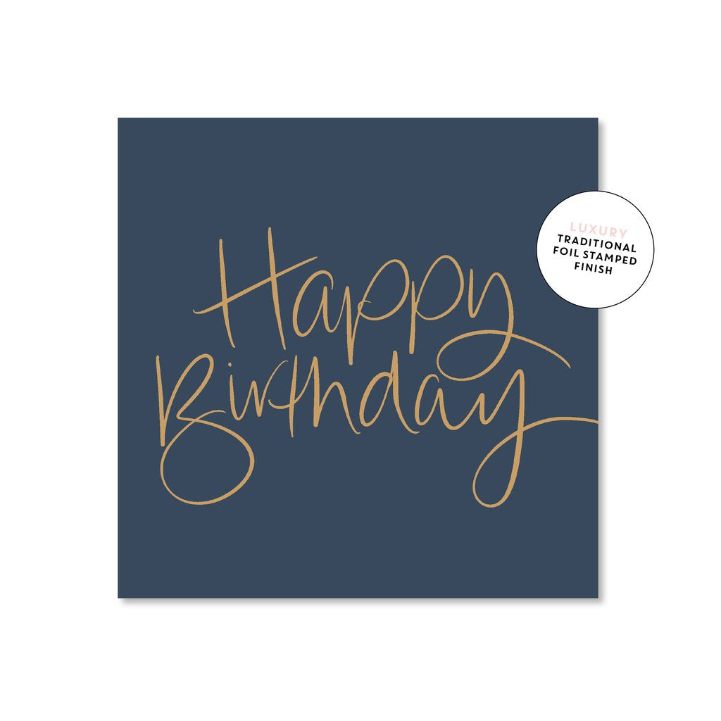 Card - Birthday Script Navy